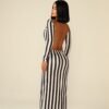 Morena Brazil - Vestido Longo Manga Longa Listrado