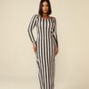Morena Brazil - Vestido Longo Manga Longa Listrado