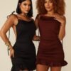 Morena Brazil - Vestido Curto Franzido com Babado Sarah