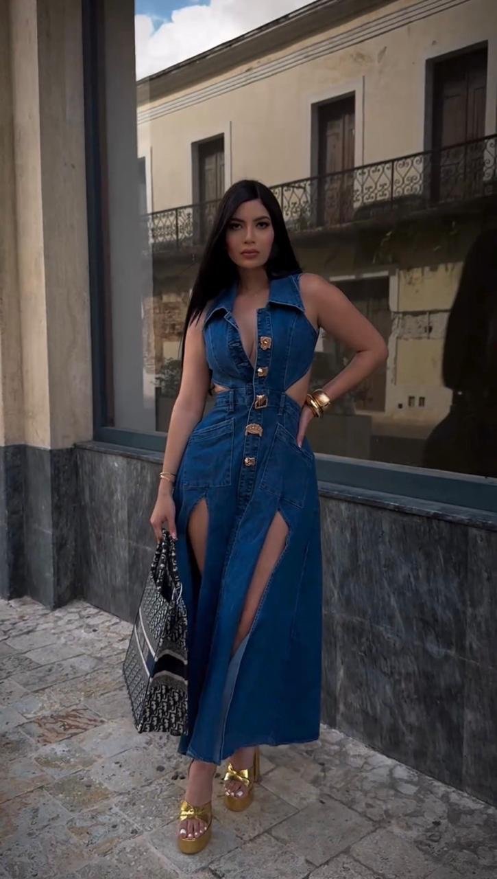 Vestido Jeans Apaixonante - Costas