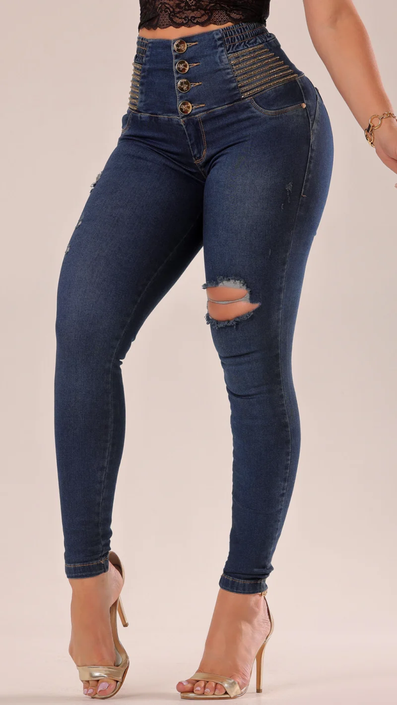 Calca Jeans Cigarrete Bloom Compressora