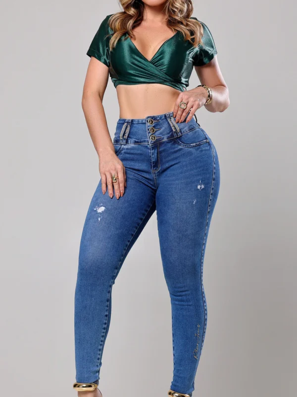 Calca Jeans Cigarrete Star com Brilho