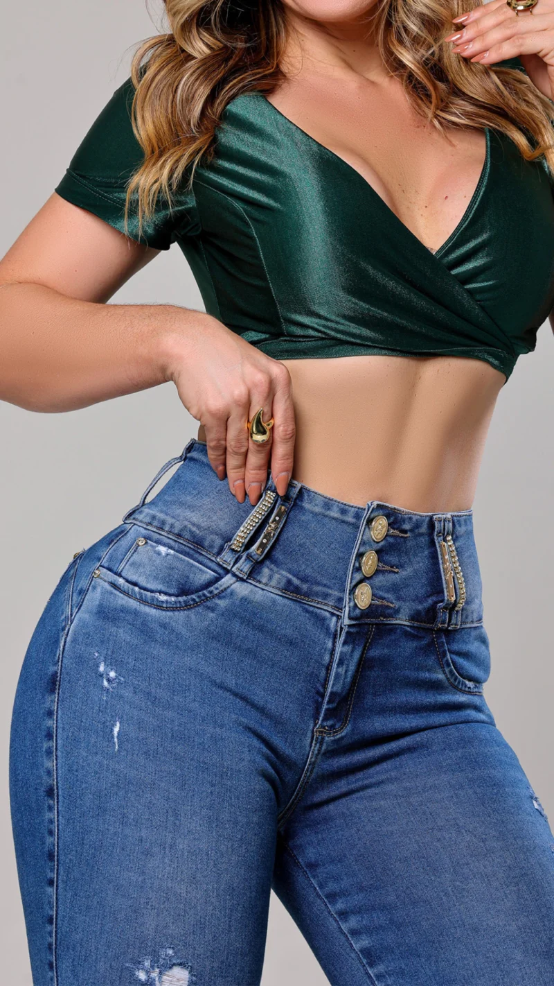 Calca Jeans Cigarrete Star com Brilho