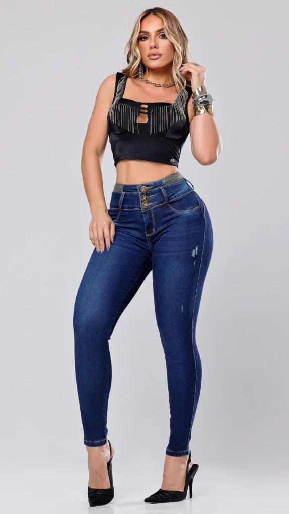 Calça Jeans Cigarrete Charm com Brilho