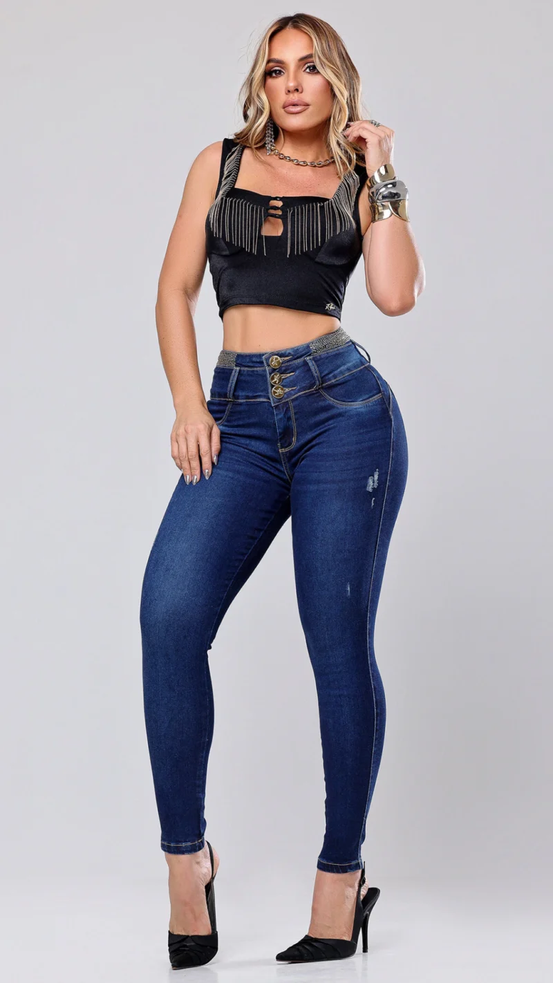 Calca Jeans Cigarrete Charm com Brilho