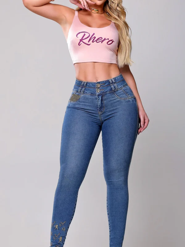 Calca Jeans Cigarrete Glow com Brilho