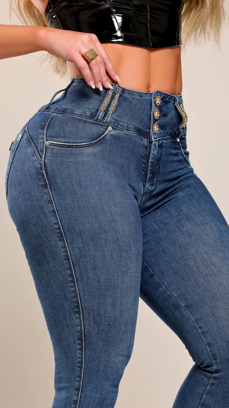 Calca Jeans Cigarrete Luxe com Brilho