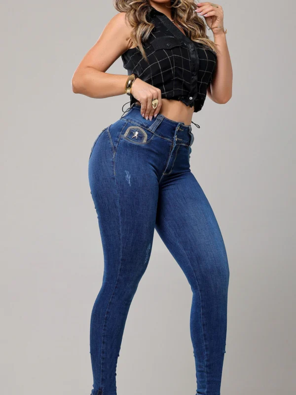 Calca Jeans Cigarrete Muse Compressora com Brilho