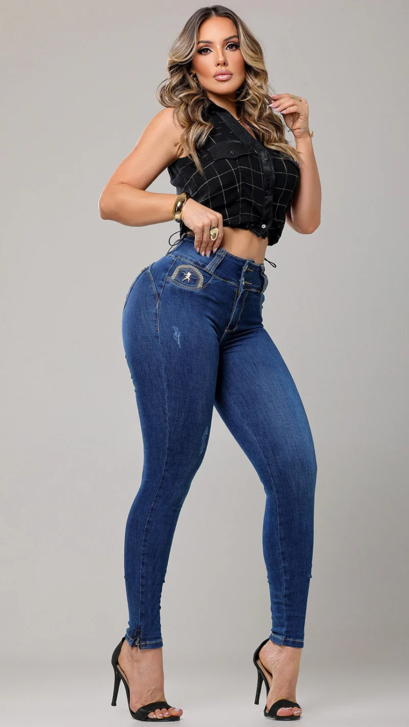 Calca Jeans Cigarrete Muse Compressora com Brilho