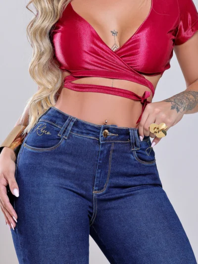 Calca Jeans Cigarrete Belle Bordada