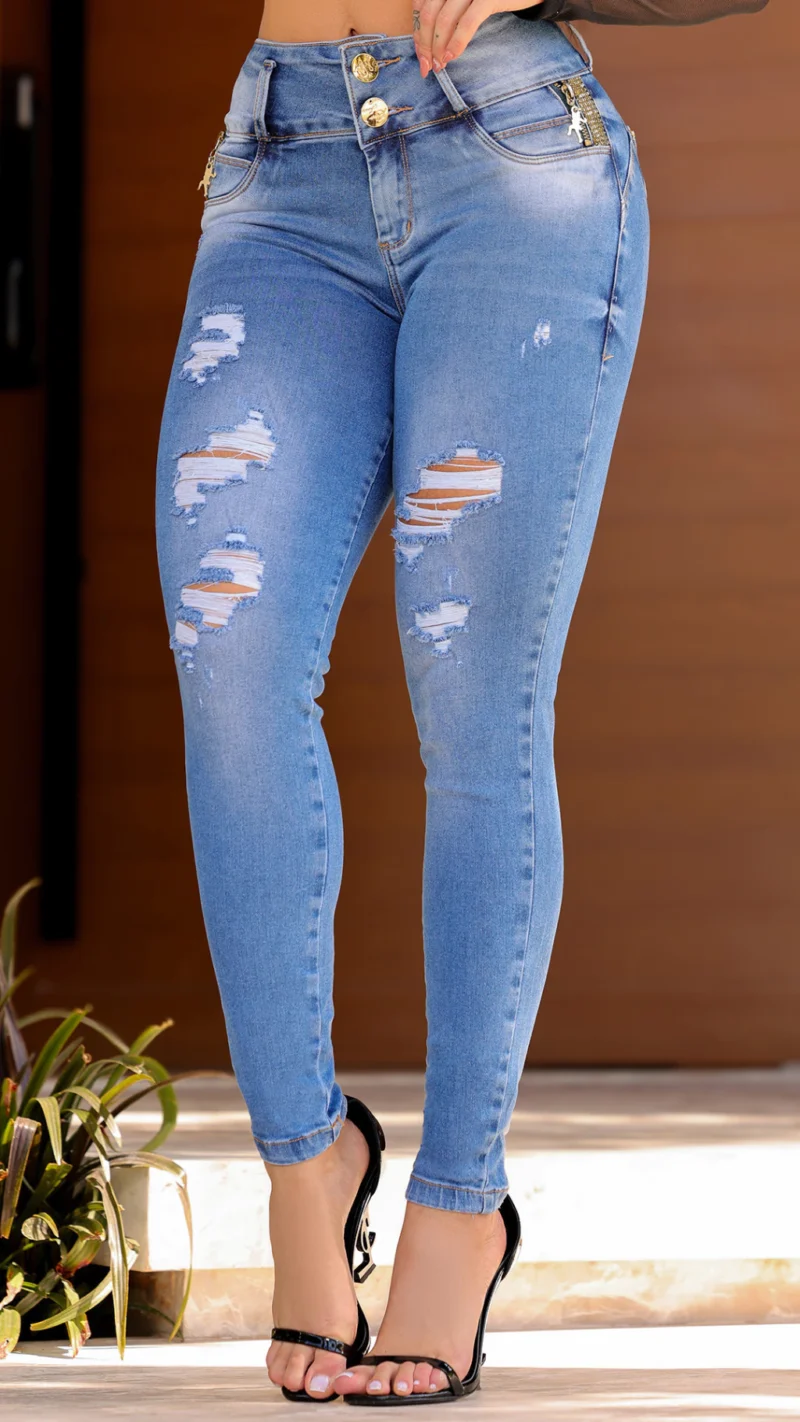 Calca Jeans Cigarrete Glam com Brilho