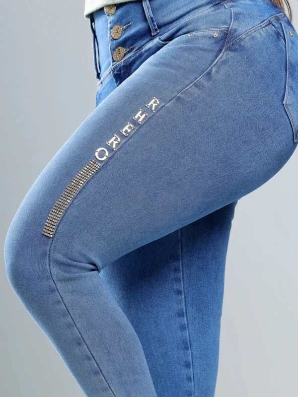 Calca Jeans Cigarrete Glow com Brilho