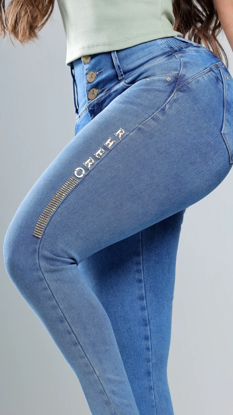 Calca Jeans Cigarrete Glow com Brilho