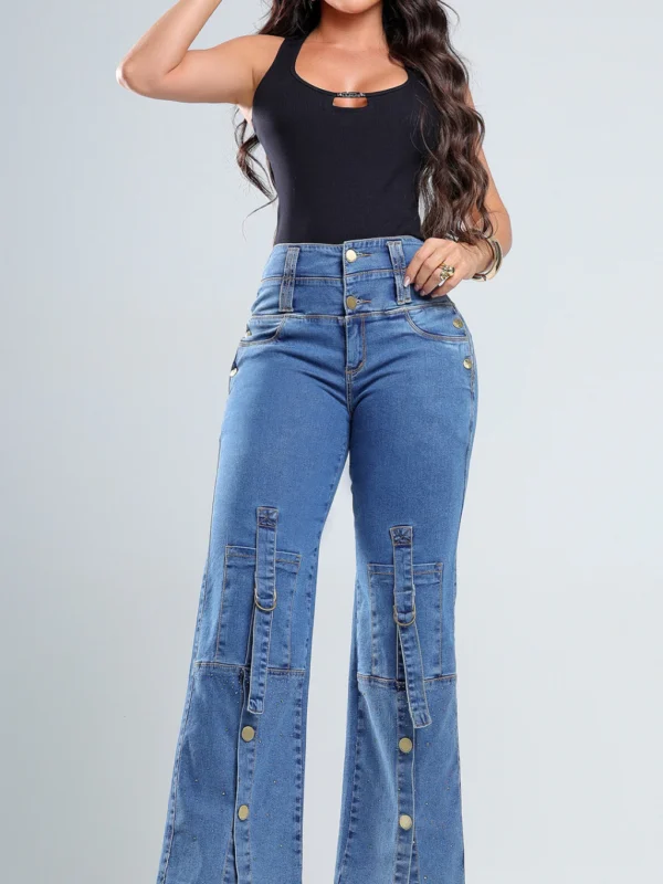 Calca Jeans Wide Leg Belle com Brilho