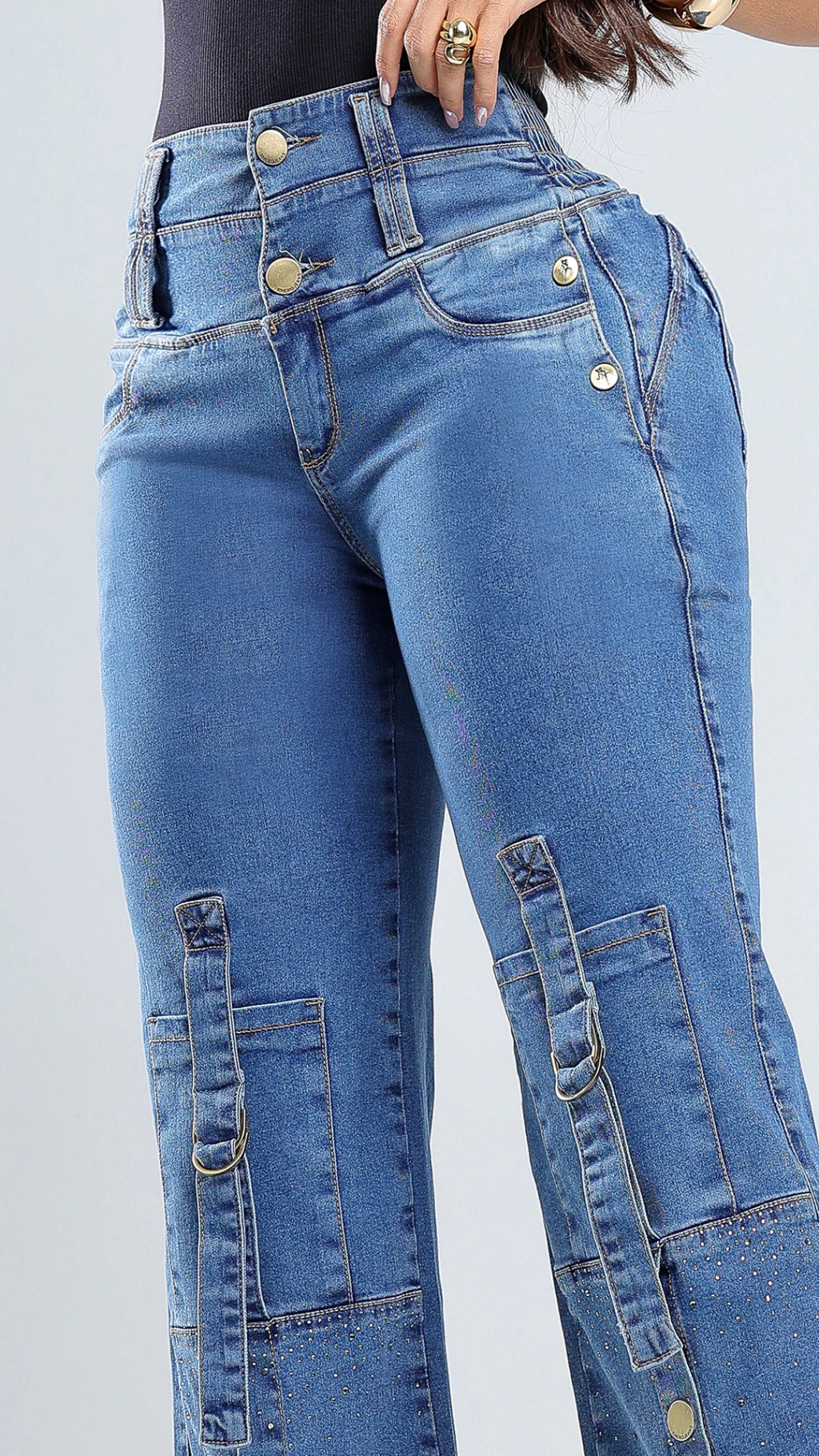 Calca Jeans Wide Leg Belle com Brilho