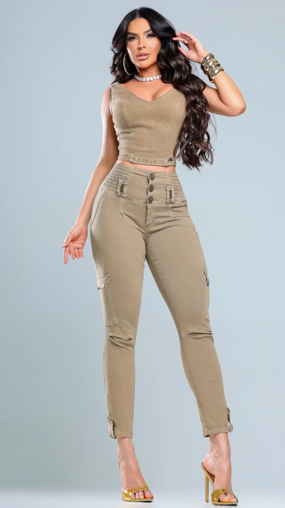 Calca Jeans Cargo Divine Compressora