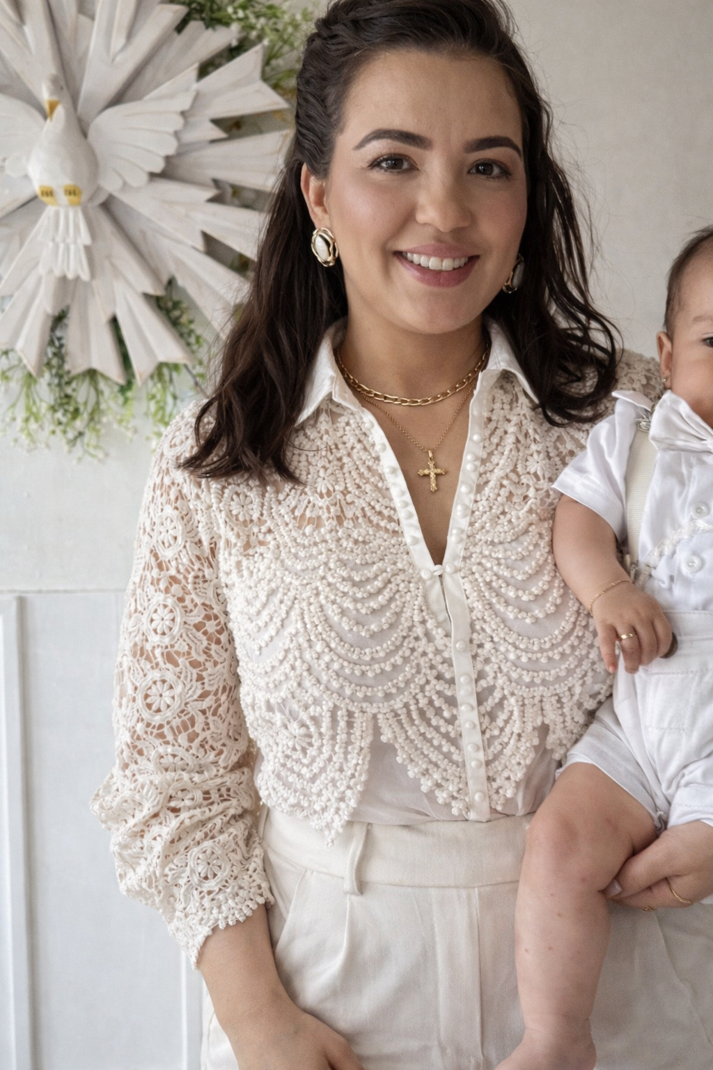 Camisa Perolada no batizado