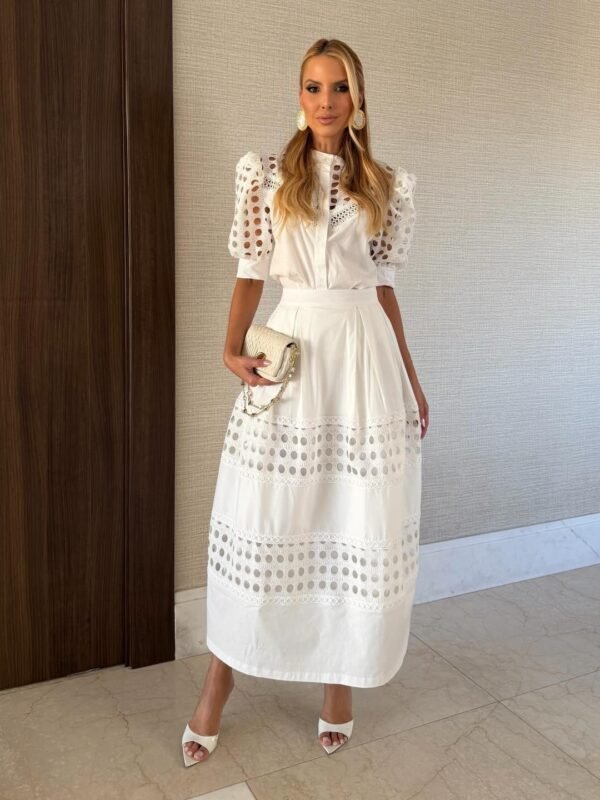 Blusa Cropped Canelada com Renda