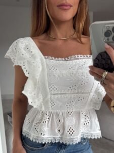 Blusa Peplum Laise Ombro a Ombro Branca