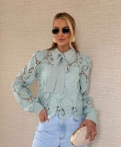 Camisa Laise com Laco Verde Agua