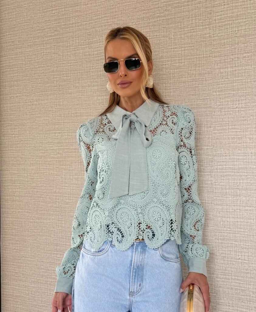 Camisa Laise com Laco Verde Agua
