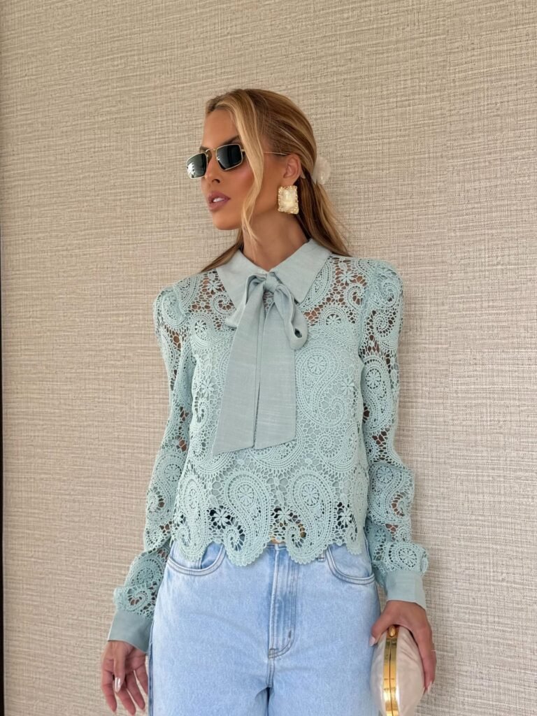 Camisa Laise com Laco Verde Agua