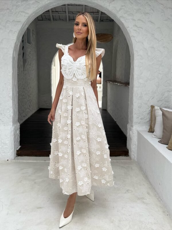 Vestido Midi Laise Borboleta Branco