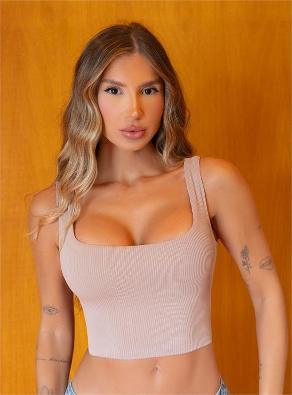 Cropped Alça Larga Canelado Jully