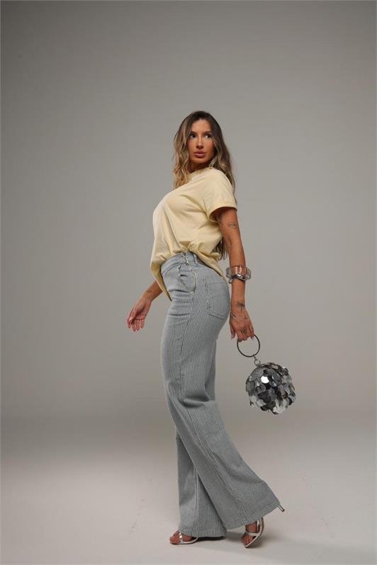 Calca Wide Leg Jeans Confort