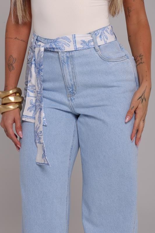 Calca Wide Leg Jeans Escuro