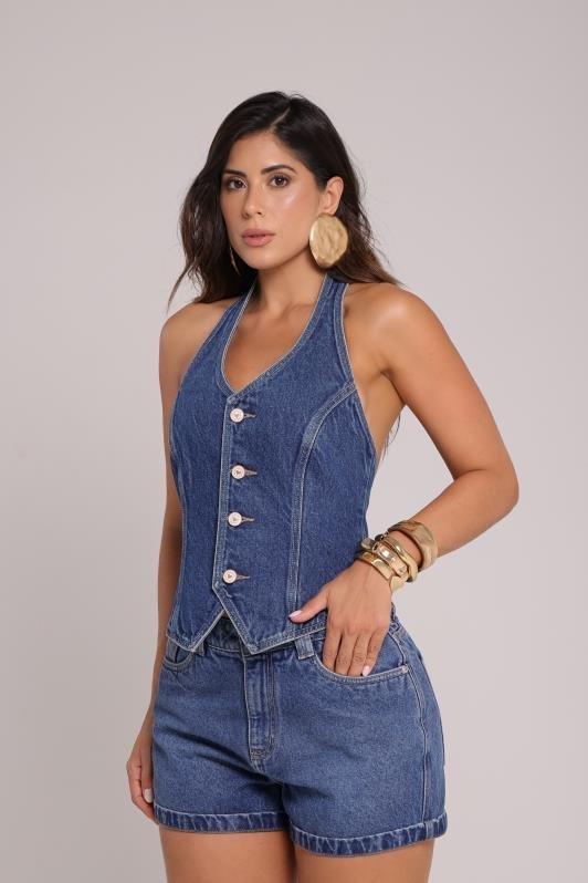 Colete Jeans Longo