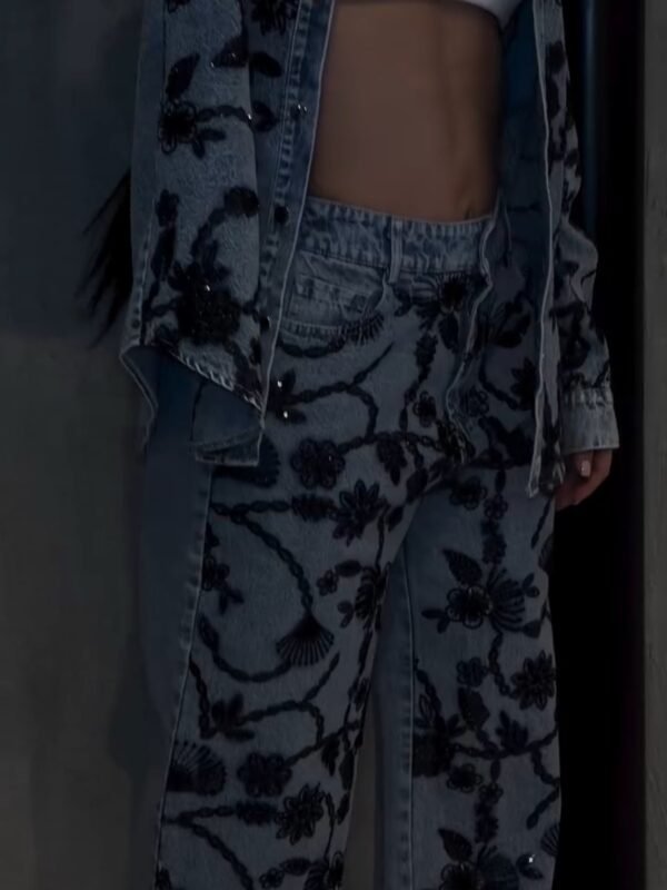 Conjunto Jeans Bordado Flores