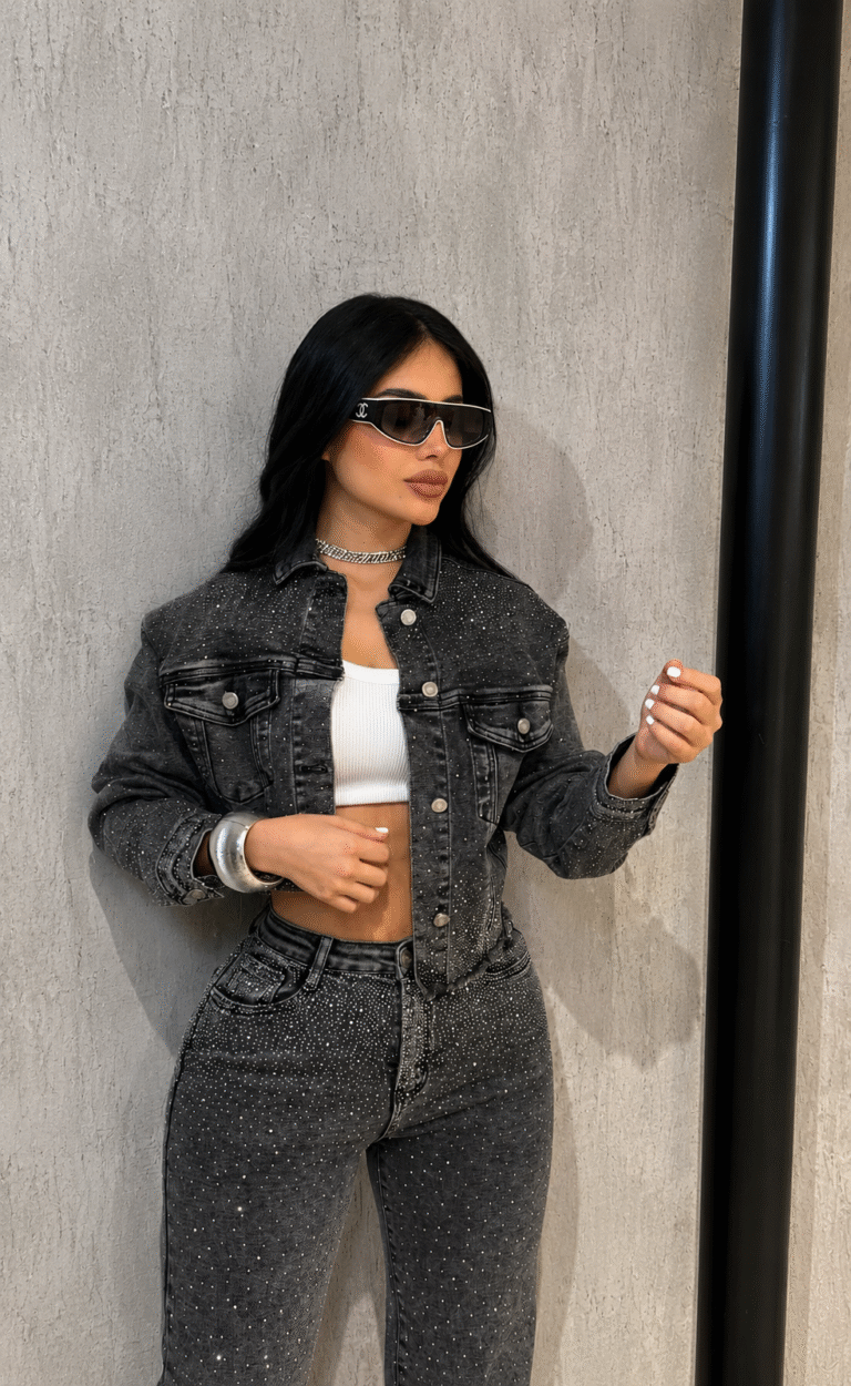 Conjunto Jeans Estonado com Brilho