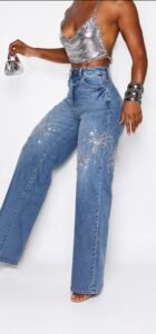 Calça Jeans Wide Leg Shine