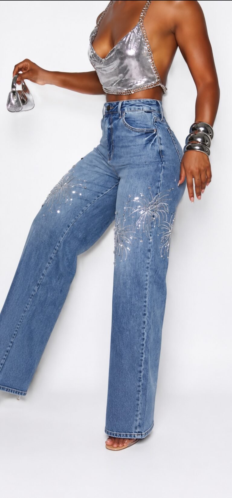 Calça Jeans Wide Leg Shine