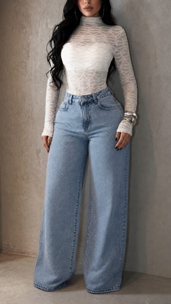 Calça Wide Leg Shine Cristal