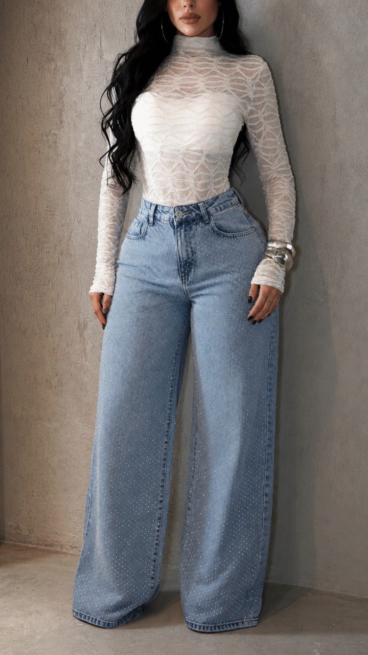 Calça Wide Leg Shine Cristal