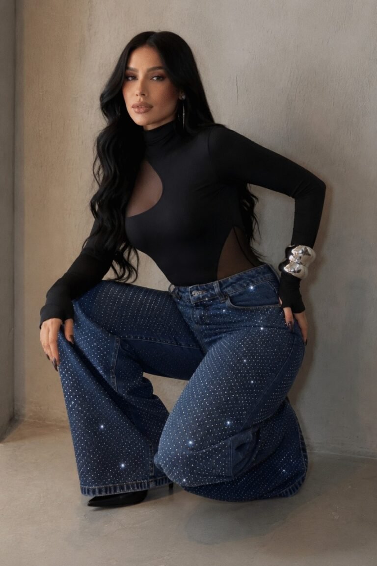 Calça Wide Leg Shine Escura