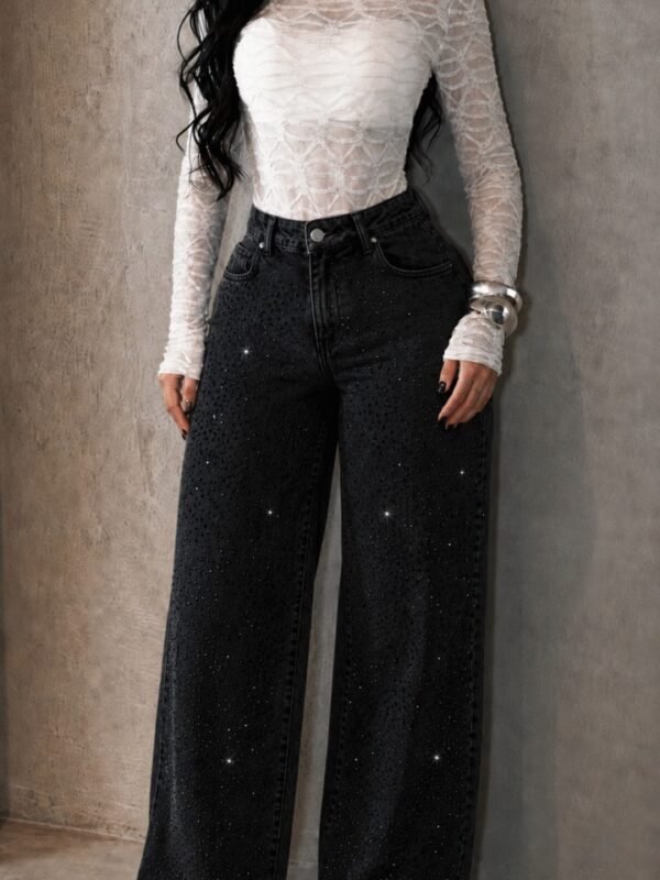 Calça Wide Leg Shine Preta