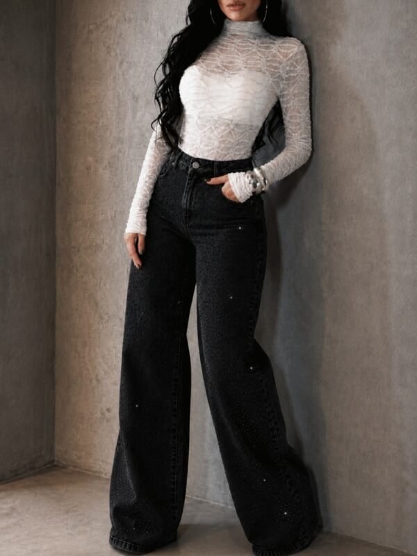 Calça Wide Leg Shine Preta