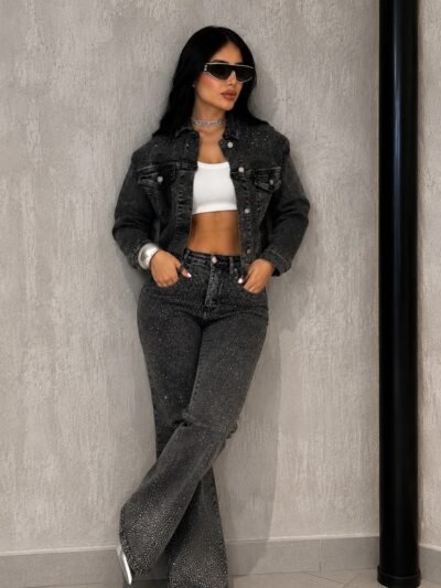 Conjunto Jeans Estonado com Brilho