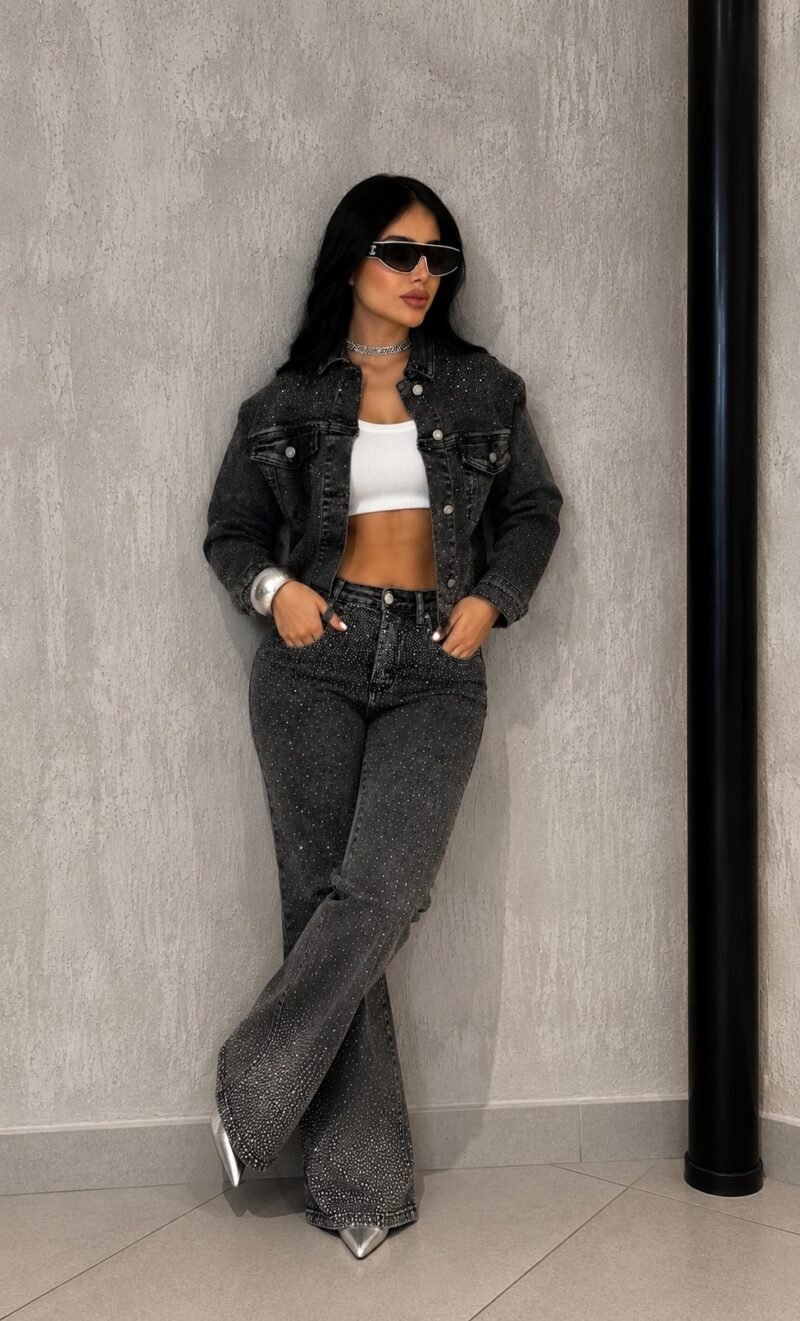 Conjunto Jeans Estonado com Brilho