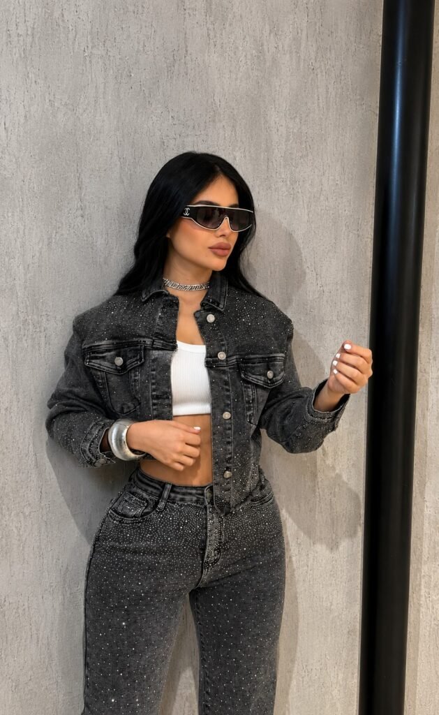 Conjunto Jeans Estonado com Brilho