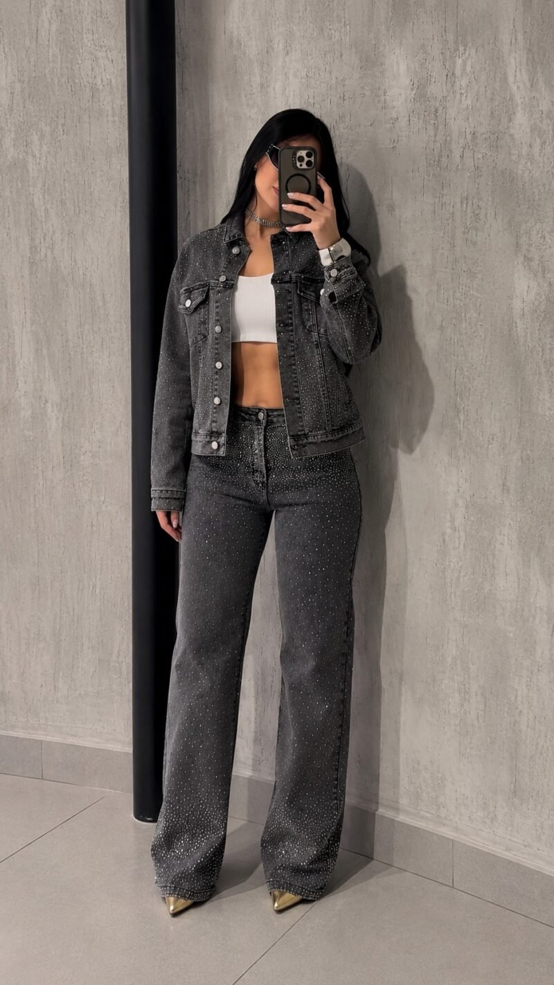 Conjunto Jeans Estonado com Brilho