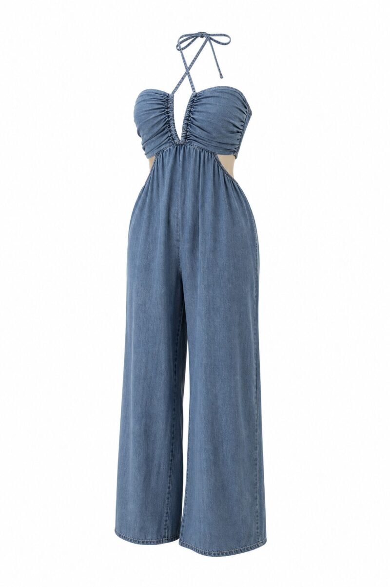 Macacao Jeans Luna Frente Unica