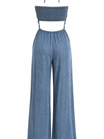 Macacao Jeans Luna Frente Unica