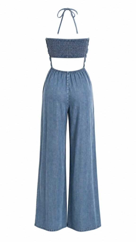 Macacao Jeans Luna Frente Unica