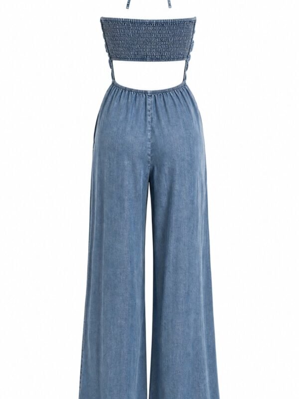 Macacao Jeans Luna Frente Unica