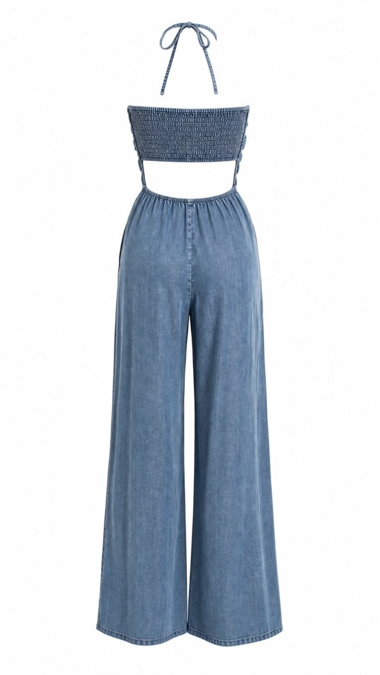 Macacao Jeans Luna Frente Unica