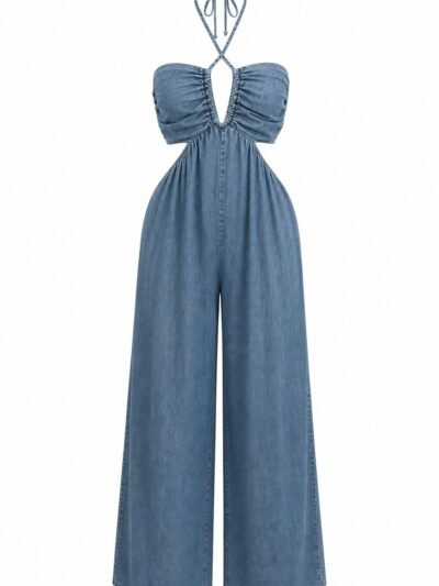 Macacao Jeans Luna Frente Unica